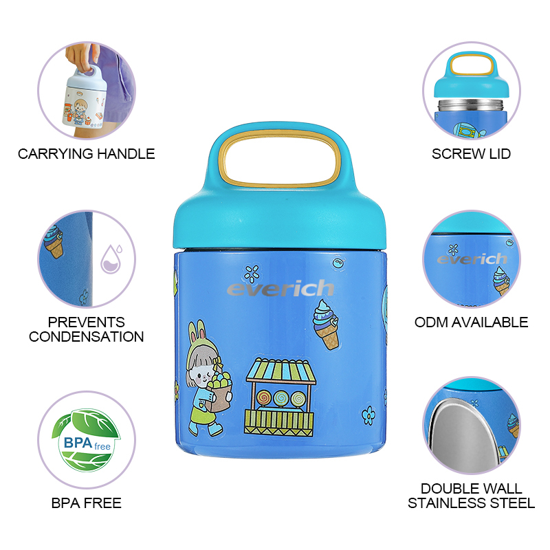 11 oz Food Jar Kids Vacuum Insulated Stainless Steel Lunch Toddlers Soup Thermos for Hot & Cold Foods Container With Wide Mouth