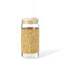 20oz Soft Cork Covered Borosilicate Glass Bottle With Bamboo Lid Eco-friendly Drinkware With Straw