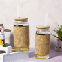 20oz Soft Cork Covered Borosilicate Glass Bottle With Bamboo Lid Eco-friendly Drinkware With Straw