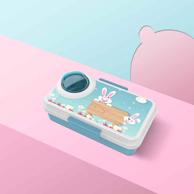 Microwavable Cute Pattern Salad Sauce Box School Food Containers Leakproof Plastic Bento Lunch Box For Kids