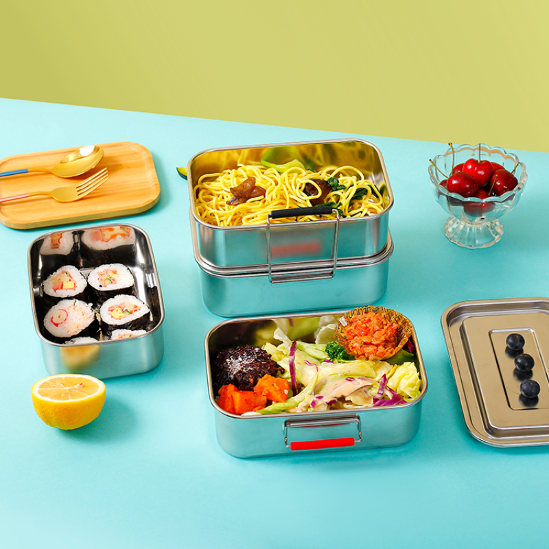 18/8 Stainless Steel Bento Box Compact Lunch Box Metal Lunch Containers for Kids