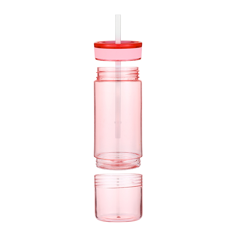 Portable BPA free Outdoor Colorful Leak Proof Company with Storage Bottom Clear Plastic Tritan Tumblers with Straw AS Lid