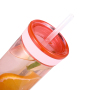 Portable BPA free Outdoor Colorful Leak Proof Company with Storage Bottom Clear Plastic Tritan Tumblers with Straw AS Lid