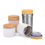 400ML Food Bulk Containers Wholesaler 18/8 Stainless Steel Vaccum Thermal Food Jar With Bamboo Lid