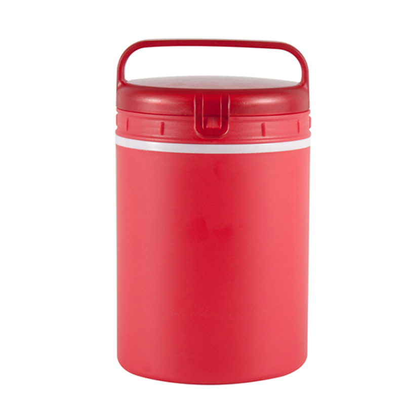 2021 Food Grade Portable Insulated two inner bowls Round Plastic Lunch Box with cutlery set