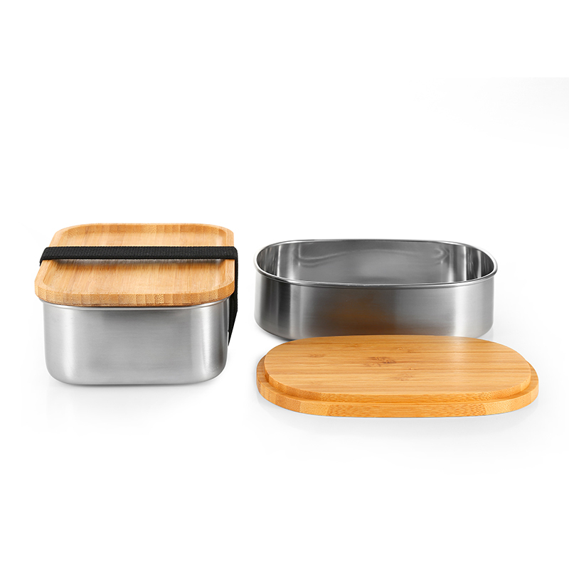Food Container Bento Lunch Box 600ml Factory Supply Oval-shaped Stainless Steel with Bamboo Lid Storage Boxes & Bins Metal 1-3L