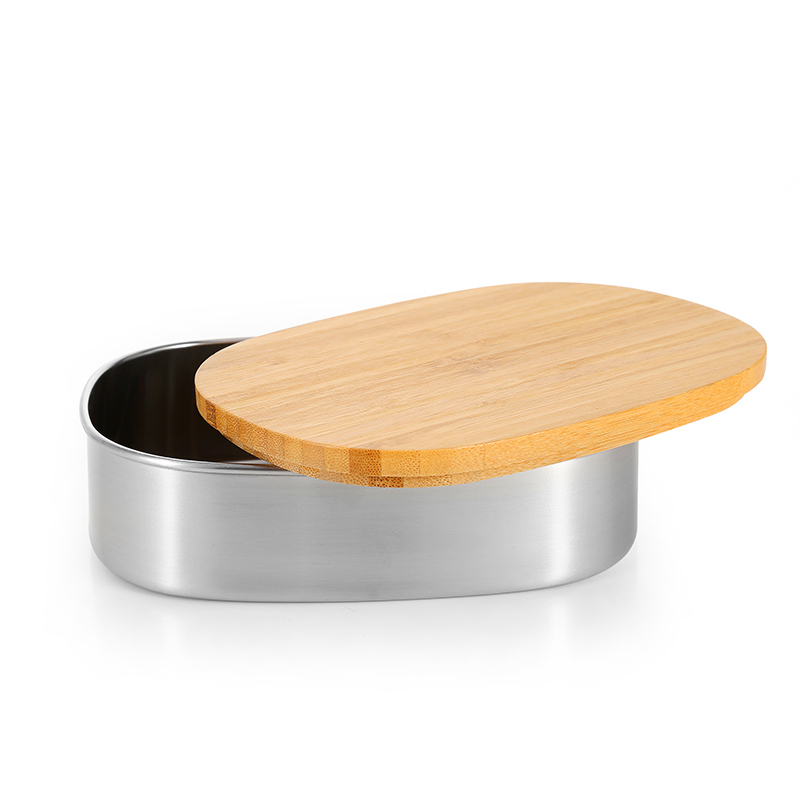 Food Container Bento Lunch Box 600ml Factory Supply Oval-shaped Stainless Steel with Bamboo Lid Storage Boxes & Bins Metal 1-3L
