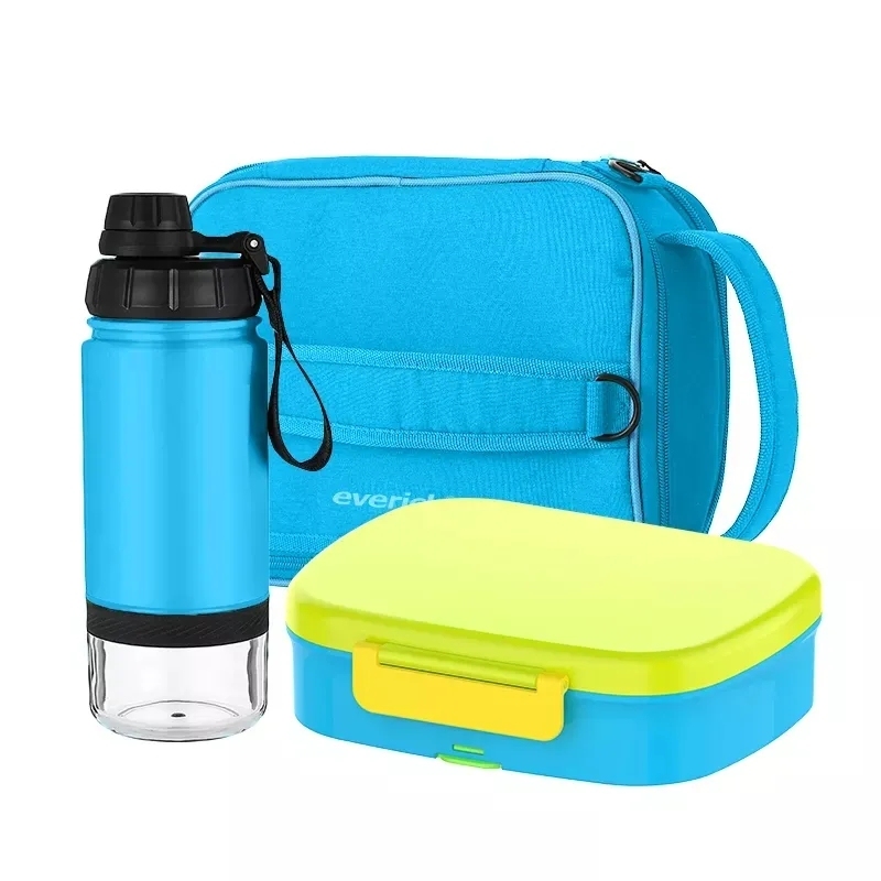 Microwave Safe Bento Box Adult Or Kids 4 Compartment Food Container Divided Rectangle Two Layer Lunch Box With Water Bottle