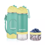 Custom Logo Children Plastic Lunch Box Stainless Steel Kids Water Bottle with Straw Leak-Proof Design Lid for Travel School