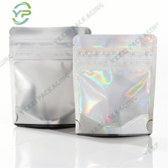 3.5g Reusable Holographic Mylar Bag Smell Proof Releasable Plastic Pouch with Child Resistant Zipper