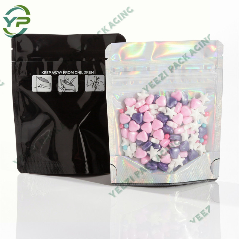 3.5g Reusable Holographic Mylar Bag Smell Proof Releasable Plastic
