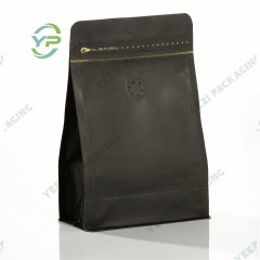100g Matt / Kraft Paper Block Flat Box Bottom Coffee Packaging Bag with Valve and Rip Zipper