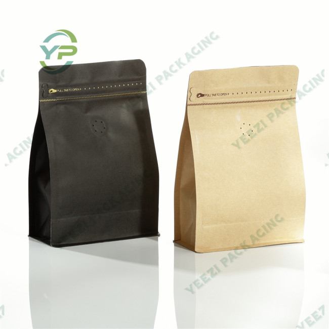 250g Matt / Kraft Paper Block Box Bottom Coffee Packaging Bag with Valve and Rip Zipper 250g Matt / Kraft Paper Block Box Bottom Coffee Packaging Bag with Valve and Rip Zipper