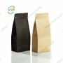 1kg Matte / Kraft Paper Flat Block Box Bottom Coffee Packaging Bag with Valve and Rip Zipper