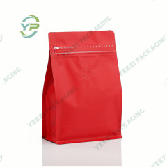 100g Matt / Kraft Paper Block Flat Box Bottom Coffee Packaging Bag with Valve and Rip Zipper