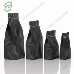 100g Matt / Kraft Paper Block Flat Box Bottom Coffee Packaging Bag with Valve and Rip Zipper