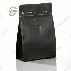 100g Matt / Kraft Paper Block Flat Box Bottom Coffee Packaging Bag with Valve and Rip Zipper