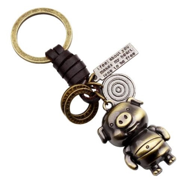 Bronze Pig Keychain