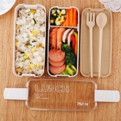 750ml 2-Tiers Wheat Straw Fiber Lunchbox