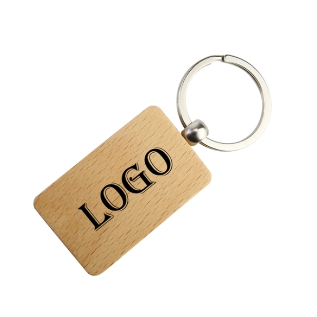 Genuine Maple Rectangle Engraved Key Chain