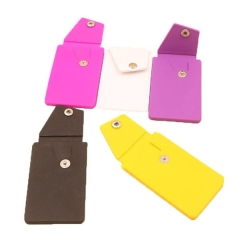 Silicone Stick on Phone Wallet with Snap