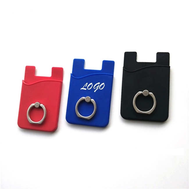 Silicone Phone Wallet Metal Ring Stand