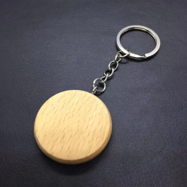 Round Wooden Pet ID Key Chian Ring