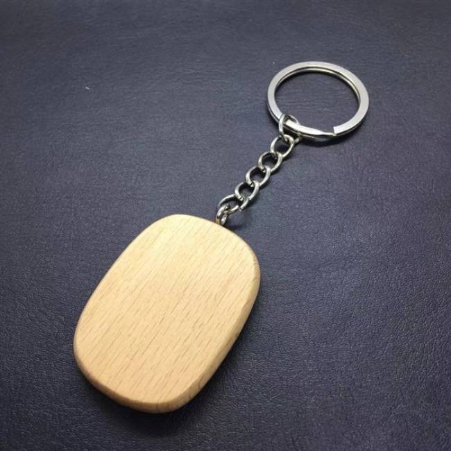 Natural Log with Smooth-Finished Pet Tag Key Chain Ring