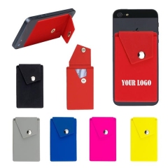 Silicone Stick on Phone Card Holder with Snap