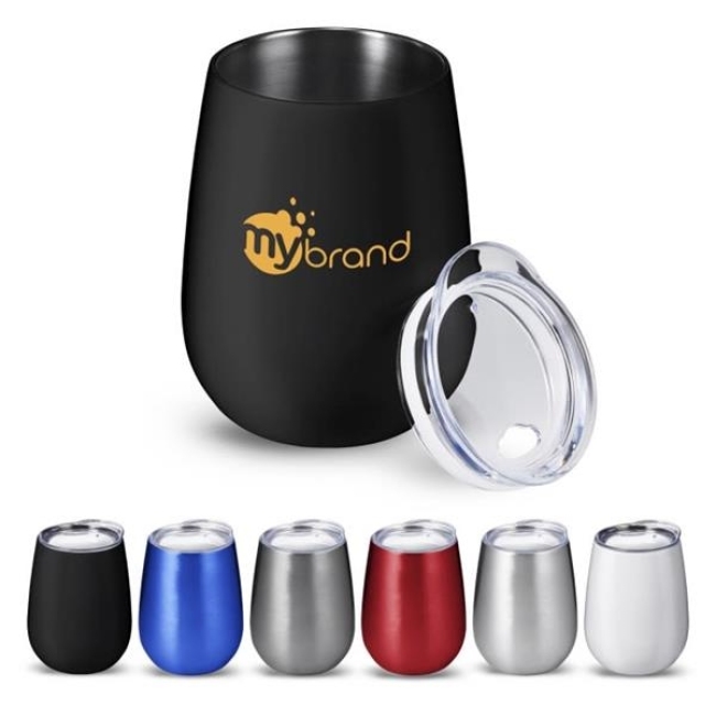 Glossy Stemless Vacuum Wine Tumbler with Lid