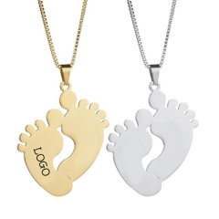 Engraved Baby Feet Necklace