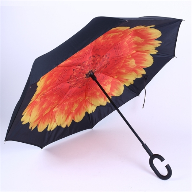 Double Layer C Shaped Handle Windproof Umbrella
