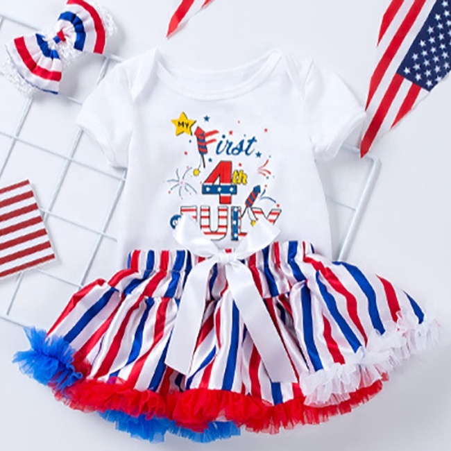 Cut USA 4th of July baby tutus skirts clothing  set