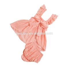 Boutique Newborn Girls Cotton Swing Top 2 pieces Sets with Ruffled Bloomers