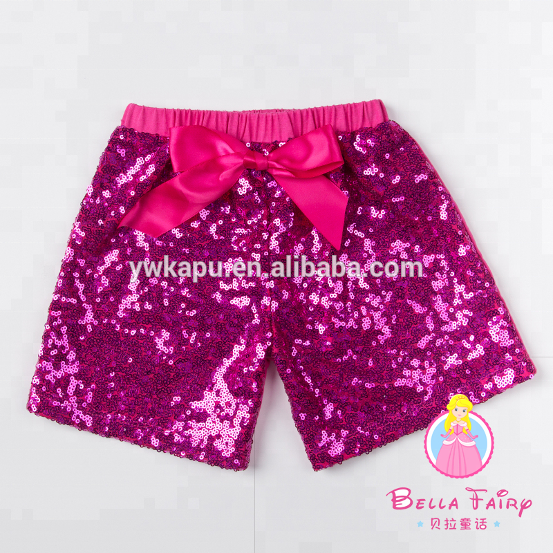 Customized boutique summer baby pants sequin shorts for children made in China