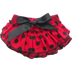 popular stain baby bloomer with ruffle frock design baby ladybug  pants