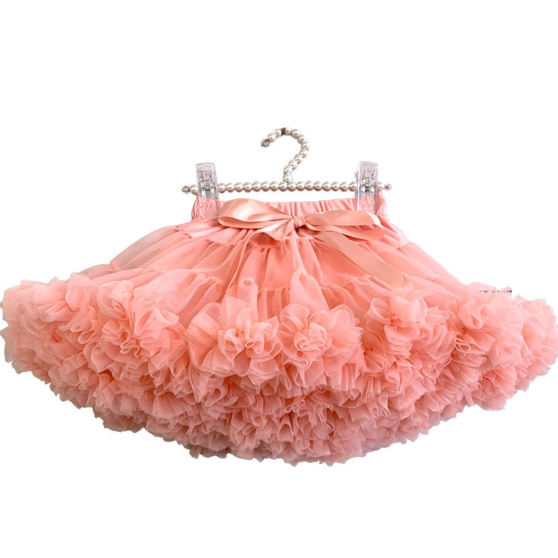 KAPU Boutique Pettiskirt Pink Fluffy Ballet Kids Baby Girls Tutu Tulle Mini Skirt With Bow