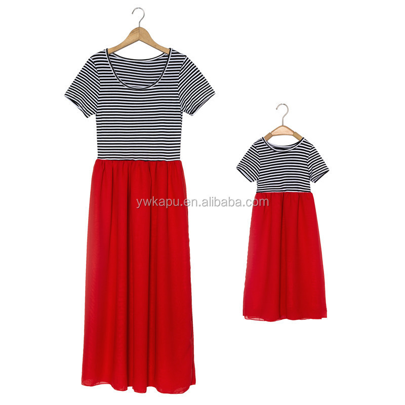 Hot sale same clothes for mother and daughter mother and daughter dress design baby and mommy clothes