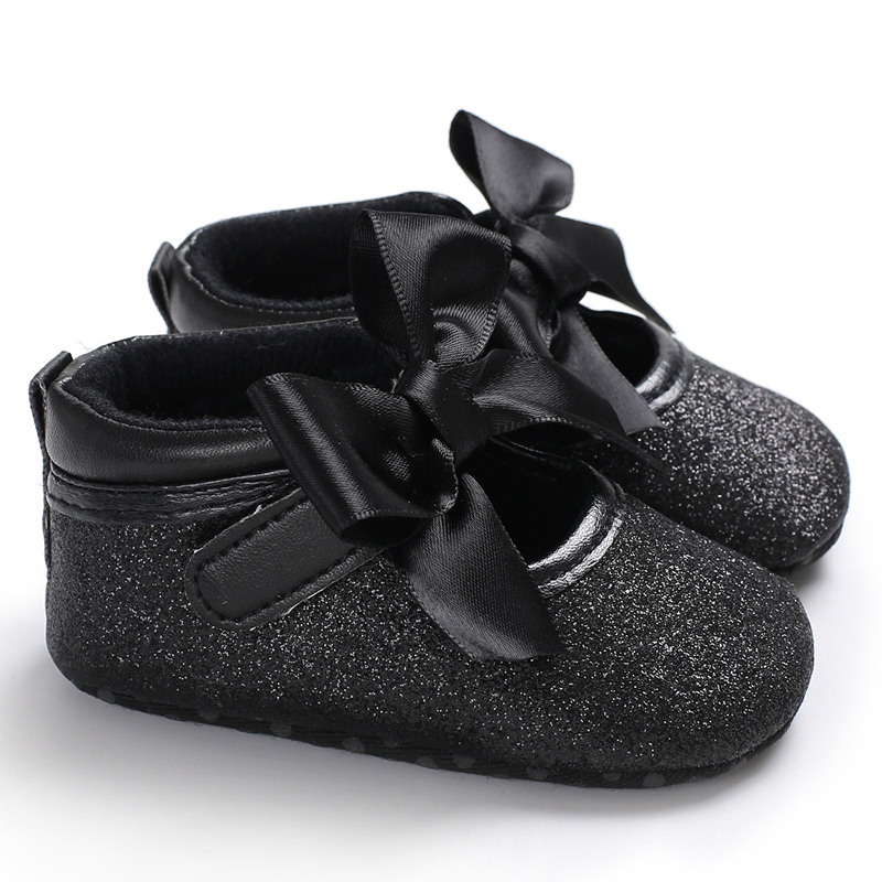 Hot Selling Korea Style Cute Bow Tie Baby Infant Hook and Loop Shoes for Girls Under 3 Years Old