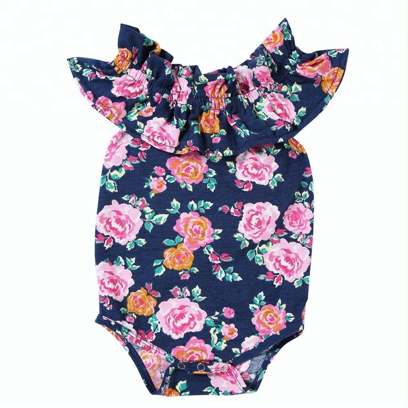 Bulk wholesale baby clothes Newborn Infant Baby Girls sleeveless romper with off-shoulder design