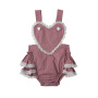 Baby girls boutique clothes summer lace heart neck sleeveless soft breathable cotton rompers