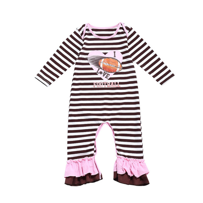Cute Strip Ruffle Baby Girls Bodysuit Romper