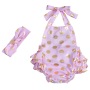 Girls Polk Dots Ruffles Romper Halter Baby Rompers