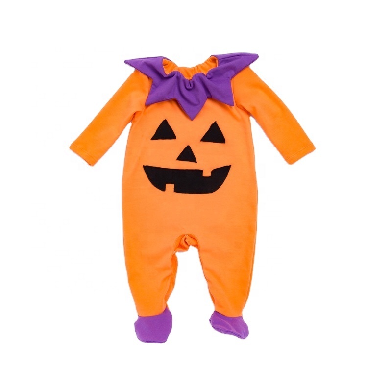 New arrival halloween cute sleeveless cartoon pumpkin baby top