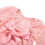 Custom Pretty Baptismal Smocked Lace Dresses Flower Girls Bows Clothing for Toddler Girls