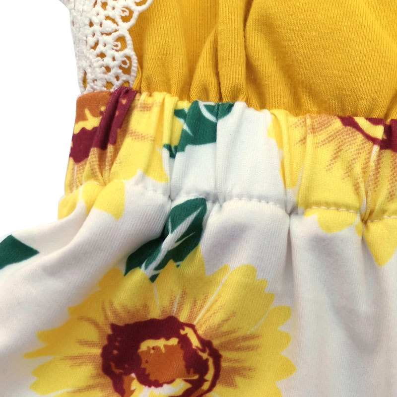 Popular Kids Clothing Sunflower Baby Girl Clothes Floral Jumpsuit