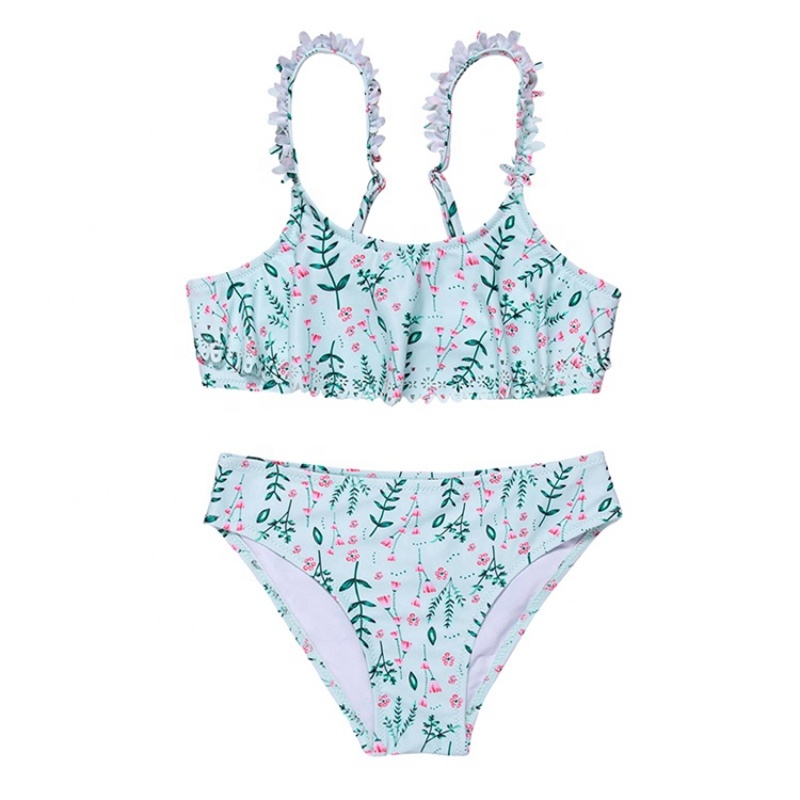 Bikini manufacture high quality little girls yellow pink dropshipping swimwear
