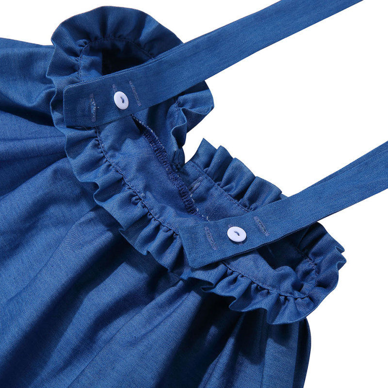KAPU Cotton denim kid  toddler baby girl jean mini suspender skirt