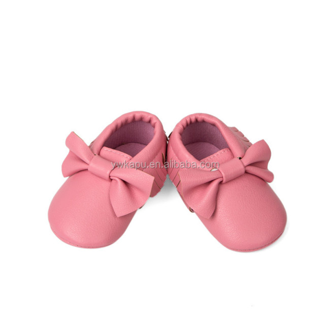 Wholesale leather baby shoes baby moccasin gold baby shoes with bow