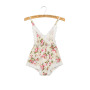 Fancy Style Cotton Floral Bubble Romper with Lace Collars Baby Summer Rompers